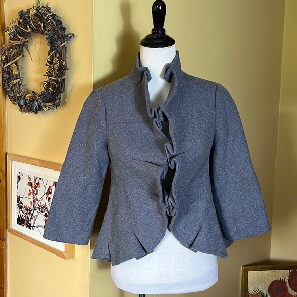 Anthropologie TABITHA Size 8 RuffleEdge Crop Artistic Nouveaux Feminine $178 NEW - Picture 1 of 16